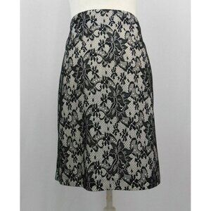 Kelly & Diane Womens Skirt Size 12‎ Black White Lace Gold Zipper New